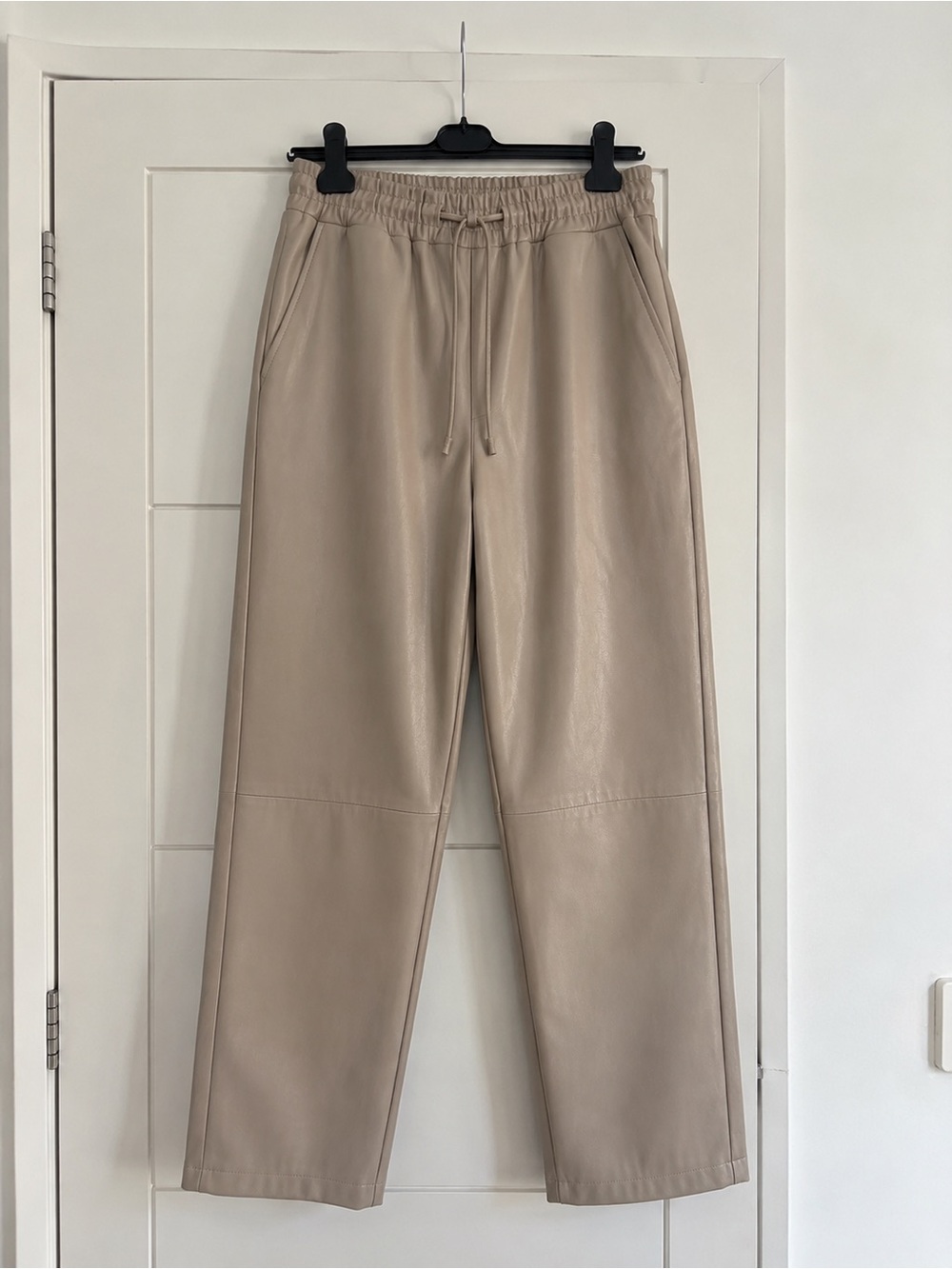 Faux Leather Joggers cream